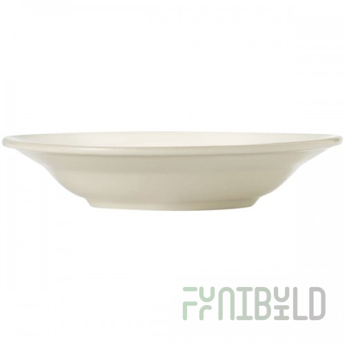 Libbey Porcelana Cream 15 oz. Cream White Wide Rim Rolled Edge Porcelain Pasta Bowl - Sample