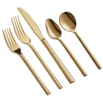 Acopa Phoenix Gold 18/0 Stainless Steel Forged Flatware 5-Piece Set - Sample