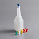 Vollrath 3632 Traex® Bar Keep II 1 Qt. White Pour Container with Neck, Lid, and Assorted Color Spouts