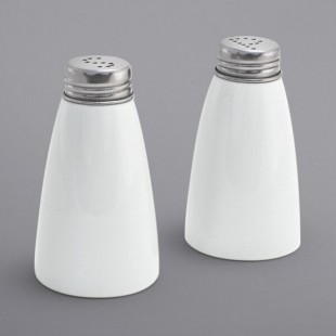 Front of the House 3 oz. White Porcelain Salt and Pepper Shaker Set - 6/Case