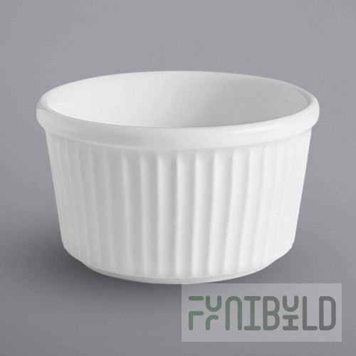 Corona by GET Enterprises PA1101707024 Actualite 10.7 oz. Bright White Fluted Porcelain Ramekin - 24/Case
