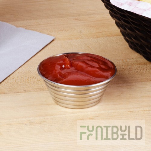 American Metalcraft RSC3 1.5 oz. Stainless Steel Round Ribbed Sauce Cup - 12/Case