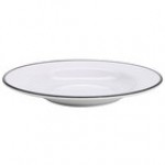 GET B-220-W/BK Settlement Bistro 24 oz. White Enamelware Melamine Large Bowl with Black Trim - 12/Case
