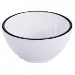 GET B-220-W/BK Settlement Bistro 24 oz. White Enamelware Melamine Large Bowl with Black Trim - 12/Case