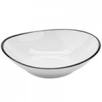 GET B-220-W/BK Settlement Bistro 24 oz. White Enamelware Melamine Large Bowl with Black Trim - 12/Case