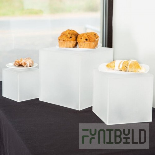 American Metalcraft AC579 Set of Three Frosted Acrylic Cube Risers