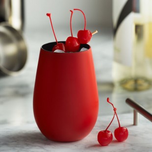 Stolzle Glisten from Global Tableware Collective 16.5 oz. Matte Red/Black Stemless Wine Glass / Tumbler - 6/Case