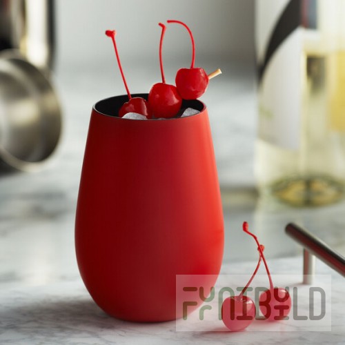 Stolzle Glisten from Global Tableware Collective 16.5 oz. Matte Red/Black Stemless Wine Glass / Tumbler - 6/Case