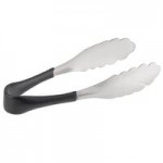 TableCraft AM5364BK Antimicrobial 8 oz. Stainless Steel Slotted Oval Portion Spoon with Black Handle