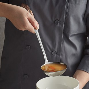 Vollrath 46944 4 oz. One-Piece Stainless Steel Embossed Ladle with Scroll Design