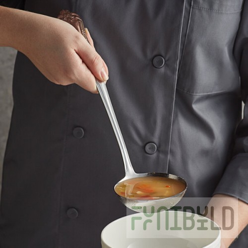Vollrath 46944 4 oz. One-Piece Stainless Steel Embossed Ladle with Scroll Design