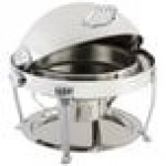 Bon Chef 12009CH Elite Round 8 Qt. Dripless Round Stainless Steel with Chrome Accents Roll Top Chafer with Aurora Legs Bon Chef 12009CH Elite Round 8 Qt. Dripless Round Stainless Steel with Chrome Accents Roll Top Chafer with Aurora Legs