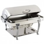 Bon Chef 12009CH Elite Round 8 Qt. Dripless Round Stainless Steel with Chrome Accents Roll Top Chafer with Aurora Legs Bon Chef 12009CH Elite Round 8 Qt. Dripless Round Stainless Steel with Chrome Accents Roll Top Chafer with Aurora Legs