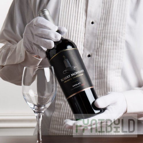 Henry Segal White Waiter's Gloves with Snap-Close Wrists - M