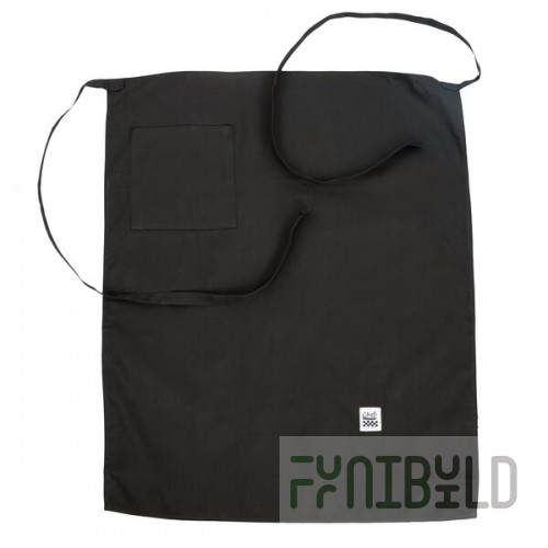 Chef Revival Black Poly-Cotton Customizable Bistro Bib Apron with 1 Pocket - 33