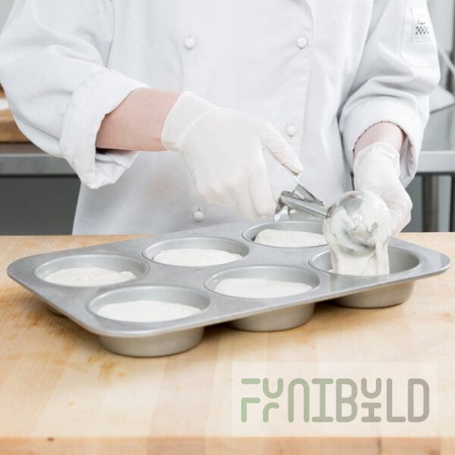Chicago Metallic 44305 6 Cup 10.5 oz. Glazed Aluminized Steel Mini Cake / Jumbo Muffin Pan - 11 1/8