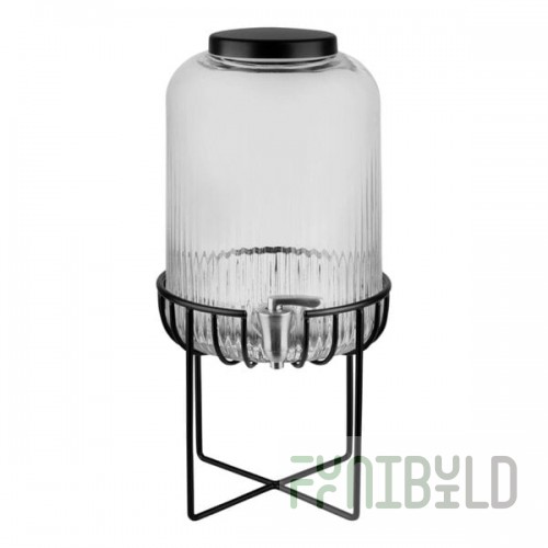 APS Urban 1.85 Gallon Glass Drink Dispenser with Black Stainless Steel Stand APS10451