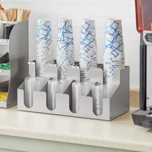 ServSense Stainless Steel 8-Section Countertop / Wall-Mount Cup / Lid Organizer