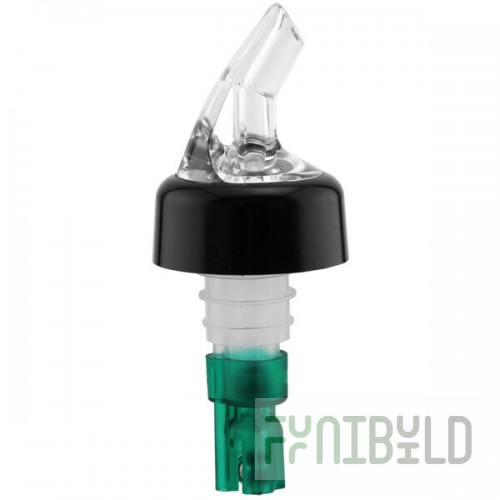 Franmara Bar-Pro 0.75 oz. Clear Spout / Green Tail Measured Liquor Pourer with Collar 8763 BU - 12/Pack