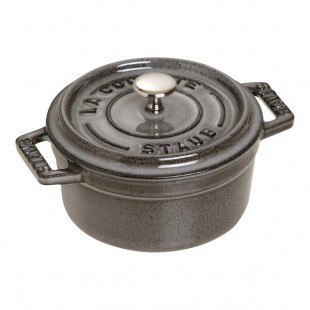 Staub 8 oz. Graphite Gray Enameled Cast Iron Mini Dutch Oven 1003179 Staub 8 oz. Graphite Gray Enameled Cast Iron Mini Dutch Oven 1003179