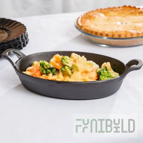 American Metalcraft CIPOV9567 36 oz. Pre-Seasoned Mini Cast Iron Oval Casserole Dish