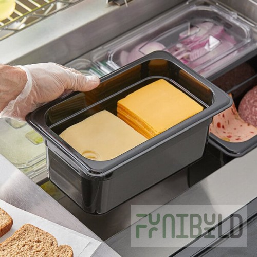 Vigor 1/4 Size Black Polycarbonate Food Pan - 4