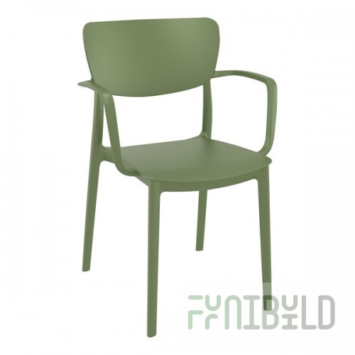 Siesta Lisa Olive Green Resin Outdoor Dining Arm Chair