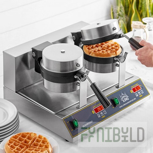 Carnival King WBM26DGT Non-Stick Double Belgian Waffle Maker with Digital Timer and Temperature Controls - 120V