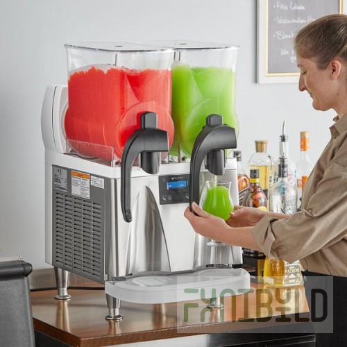 Bunn 58000.0002 Ultra NX White and Stainless Steel Double 3 Gallon Slushy Machine with Flat Lids - 120V