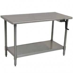 Eagle Group T2460SEB-HA Right Crank 16 Gauge Type 304 Stainless Steel Adjustable Height ADA / Ergonomic Work Table with Undershelf - 24