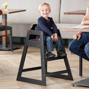 Lancaster Table & Seating Standard Height Wooden High Chair with Black Finish - Unassembled Lancaster Table & Seating Standard Height Wooden High Chair with Black Finish - Unassembled