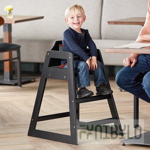 Lancaster Table & Seating Standard Height Wooden High Chair with Black Finish - Unassembled
