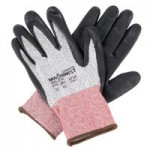 Cordova Machinist Salt and Pepper HPPE / Glass Fiber Cut Resistant Food-Safe Gloves with Black Crinkle Latex Palm Coating - Medium