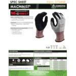 Cordova Machinist Salt and Pepper HPPE / Glass Fiber Cut Resistant Food-Safe Gloves with Black Crinkle Latex Palm Coating - Medium