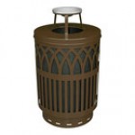 Witt Industries COV40P-AT-BN Covington 40 Gallon Brown Steel Round Outdoor Decorative Trash Can with Ash Top Lid Witt Industries COV40P-AT-BN Covington 40 Gallon Brown Steel Round Outdoor Decorative Trash Can with Ash Top Lid