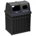 Commercial Zone 728401 ArchTec Parkview 45 Gallon Black Steel Round Recycling Bin Lid with Canopy Commercial Zone 728401 ArchTec Parkview 45 Gallon Black Steel Round Recycling Bin Lid with Canopy
