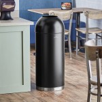 Lancaster Table & Seating 15 Gallon Black Powder-Coated Metal Round Decorative Trash Can with Open Dome Lid Lancaster Table & Seating 15 Gallon Black Powder-Coated Metal Round Decorative Trash Can with Open Dome Lid
