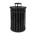 Witt Industries M3601-RC-GN Oakley Standard 36 Gallon Green Steel Round Outdoor Decorative Trash Can with Rain Cap Lid Witt Industries M3601-RC-GN Oakley Standard 36 Gallon Green Steel Round Outdoor Decorative Trash Can with Rain Cap Lid