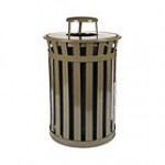 Witt Industries M3601-RC-GN Oakley Standard 36 Gallon Green Steel Round Outdoor Decorative Trash Can with Rain Cap Lid Witt Industries M3601-RC-GN Oakley Standard 36 Gallon Green Steel Round Outdoor Decorative Trash Can with Rain Cap Lid