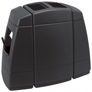 Commercial Zone 75820199 Islander Haven 2 55 Gallon Black Rectangular Open Top Trash Can with 2 Paper Towel Dispensers, 2 Squeegees, and 2 Windshield Wash Stations