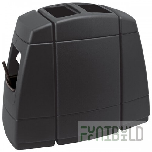 Commercial Zone 75820199 Islander Haven 2 55 Gallon Black Rectangular Open Top Trash Can with 2 Paper Towel Dispensers, 2 Squeegees, and 2 Windshield Wash Stations