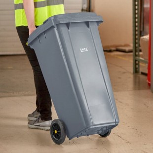 Lavex 32 Gallon Gray Wheeled Rectangular Trash Can with Lid
