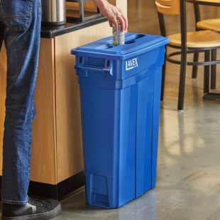 Lavex Pro 23 Gallon Blue Slim Rectangular Recycling Bin with Blue Mixed Recycling Lid Lavex Pro 23 Gallon Blue Slim Rectangular Recycling Bin with Blue Mixed Recycling Lid