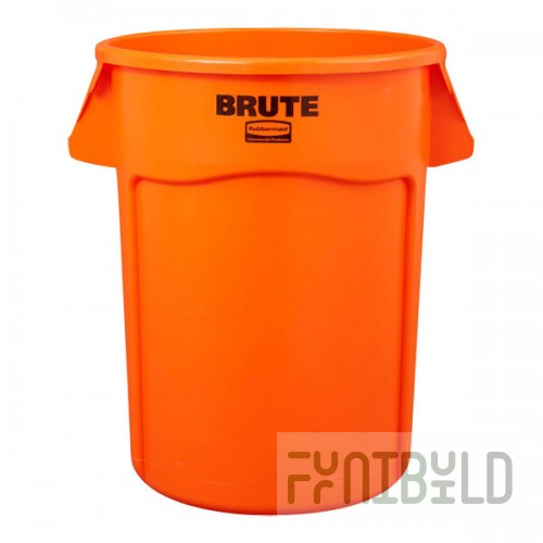 Rubbermaid® BRUTE 2119307 44 Gallon Orange Round High Visibility Trash Can