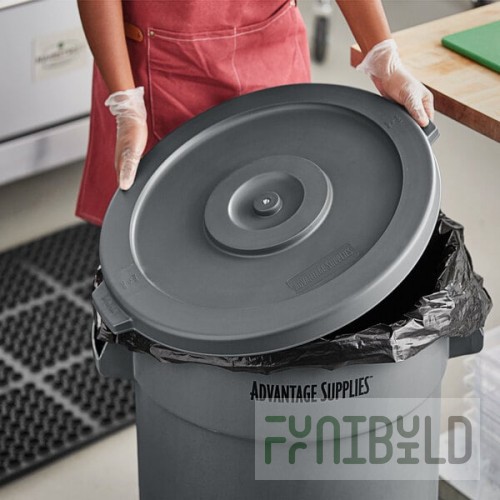 Advantage Supplies 32 Gallon Gray Round Commercial Trash Can Lid