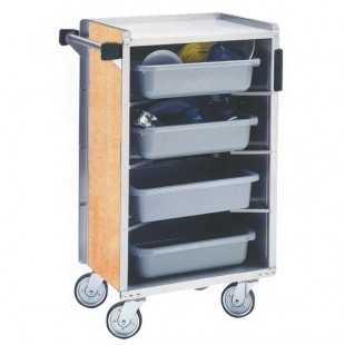 Lakeside 890HRM Medium-Duty Stainless Steel Enclosed Bussing Cart with Ledge Rods and Hard Rock Maple Finish - 17 5/8 Lakeside 890HRM Medium-Duty Stainless Steel Enclosed Bussing Cart with Ledge Rods and Hard Rock Maple Finish - 17 5/8