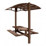 Paris Site Furnishings Shade Series 6' Moss Green Surface Mounted Picnic Table with Canopy and Basket Weave Perforations 85 1/2 Paris Site Furnishings Shade Series 6' Moss Green Surface Mounted Picnic Table with Canopy and Basket Weave Perforations 85 1/2