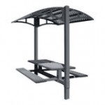 Paris Site Furnishings Shade Series 6' Moss Green Surface Mounted Picnic Table with Canopy and Basket Weave Perforations 85 1/2 Paris Site Furnishings Shade Series 6' Moss Green Surface Mounted Picnic Table with Canopy and Basket Weave Perforations 85 1/2