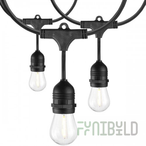 24' LED String Lights with (12) S14 Bulbs - 120V, 12W, 2200K - 2/Pack
