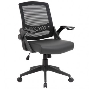Boss B6223-BK Black Flip Arm Mesh Task Chair Boss B6223-BK Black Flip Arm Mesh Task Chair